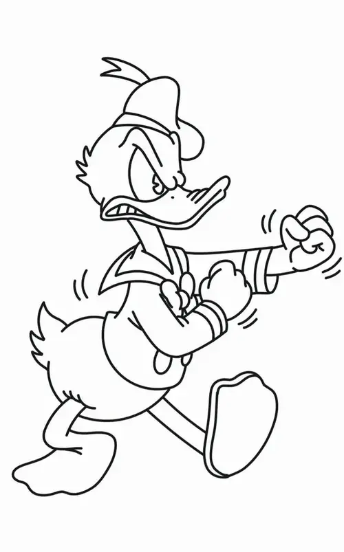 12 Áo thủy thủ hiện rõ trong tranh nét vịt Donald, cổ áo mở rộng và tay áo gọn gàng.