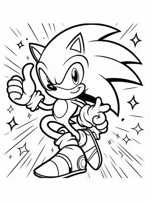 9 Bé có thể dùng hình tô màu Sonic cho hoạt động thủ công với nhân vật đang cầm nhẫn vàng trước ngực.