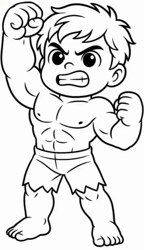 12 Nắm đấm hướng gần khung hình, tranh đen trắng chiến binh chibi cho thấy gương mặt quyết tâm rõ.