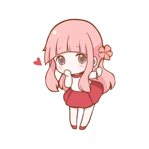 99 Hình Ảnh Chibi Nữ Cute Màu Hồng có váy bèo và gấu bông nhỏ xinh