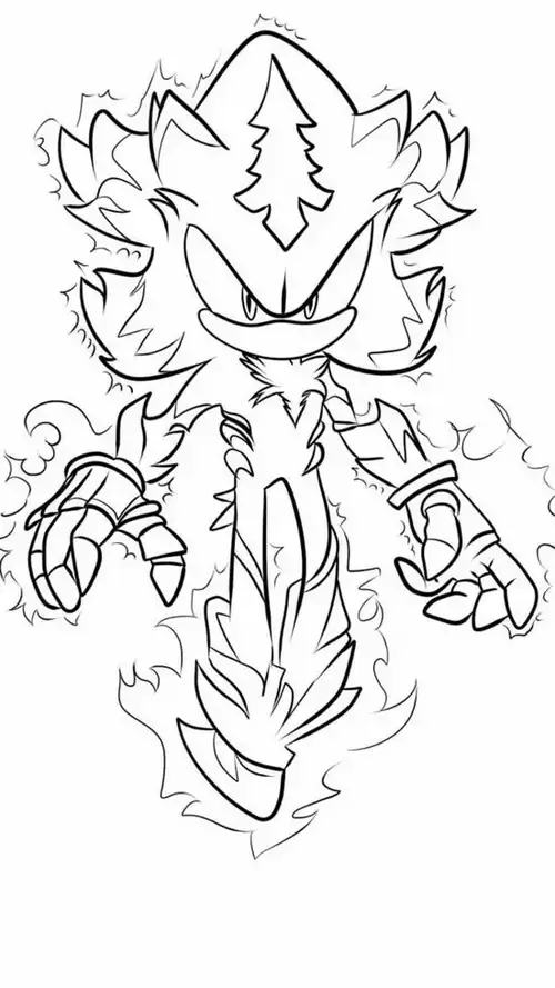 26 Bầu trời phía trên ảnh tô màu Sonic có mây tròn, chim bay xa và mặt trời nằm sau đỉnh đồi.
