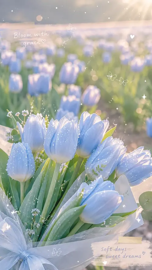 87 Hình Nền Hoa Tulip Xanh Dương đậm chất mộng giữa nền tối dịu mắt