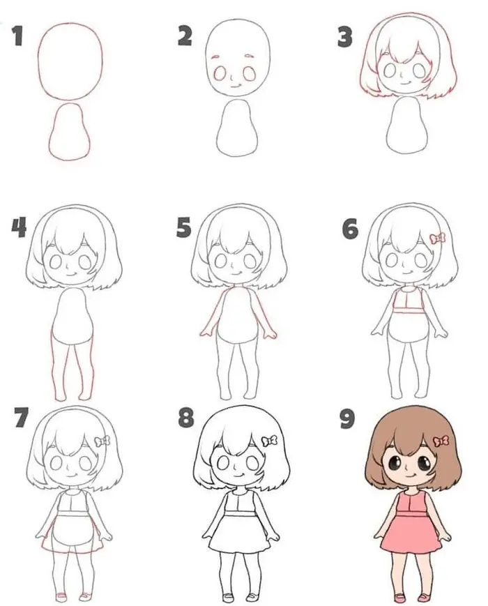 Cách vẽ chibi đơn giản theo 9 bước từ phác thảo đến tô màu