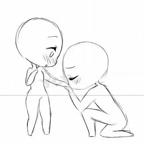 27 Nhân vật có nét vẽ đơn giản, mặc áo khoác rộng và đứng cạnh chiếc ô nhỏ.