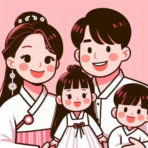 83 Ảnh Chibi Gia Đình 4 Người với má hồng, mắt tròn xoe và khung cảnh đầy ấm cúng
