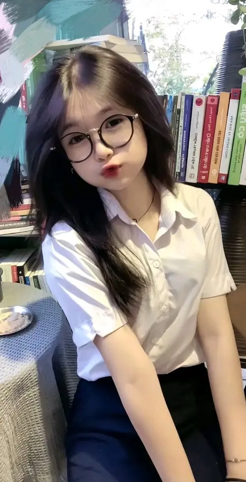 7 Áo sơ mi trắng và cà vạt đen giúp cô gái ngồi cạnh bàn học trông gọn gàng, dễ mến