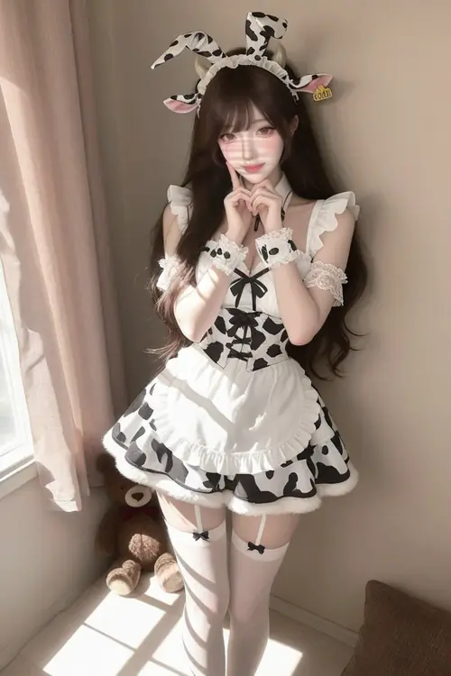 24 Ánh sáng phòng ngủ rọi nhẹ lên nàng hầu cosplay, váy trắng bèo và phụ kiện tóc nhỏ